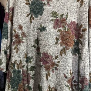 Torrid Gray Floral Plush Sweater
